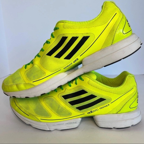 Size 11.5 Men's Adidas Adizero Feather Running Shoes Yellow. *READ DESCRIPTION - Picture 1 of 12